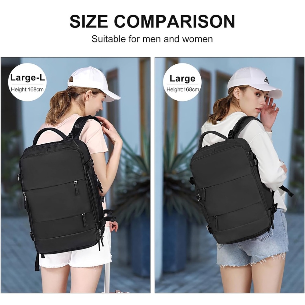 NWT- Travel Carry On Backpack in Black - Picture 8 of 15